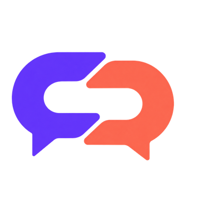 The Lealo mark: two speech bubbles linked together